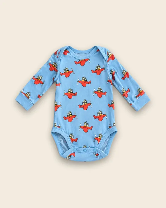 Body à motif d'avions sur fond fond uni crème